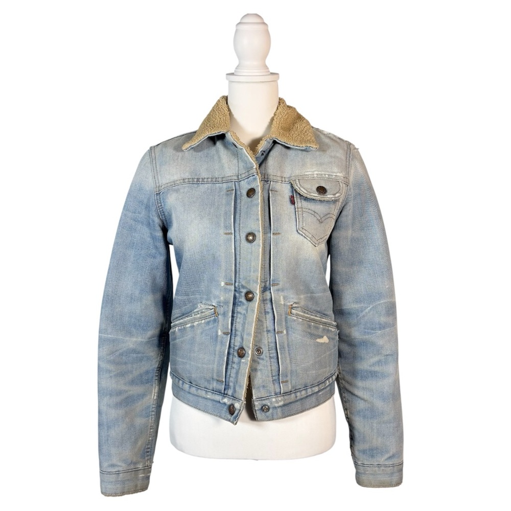 Levi’s Sherpa Lined‎ Denim Trucker Jacket Light Wash Women’s S Casual Cowgirl
